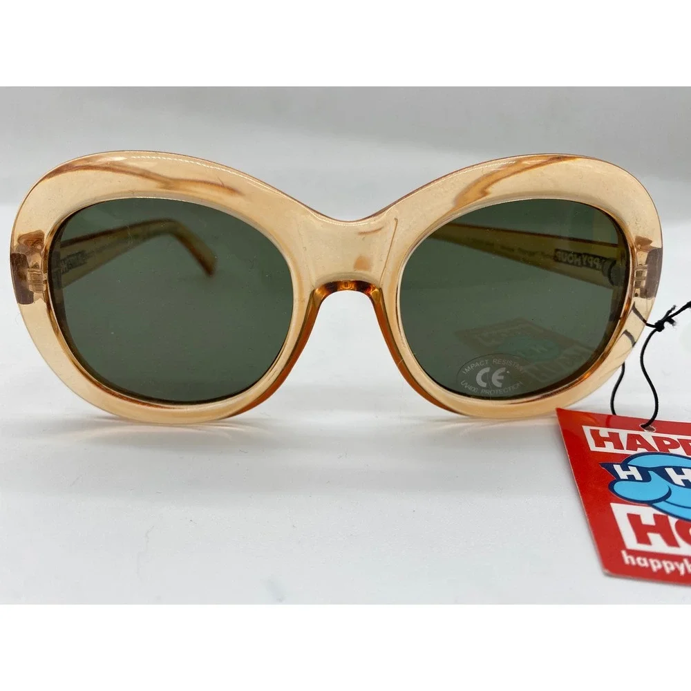 Happy Hour Shades Beach Translucent Tan Oval Sunglass UV400 Retro Skate Eyewear